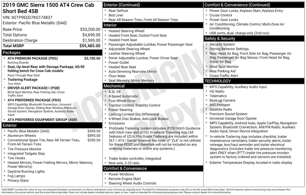 Used 2019 GMC Sierra 1500 AT4 Truck