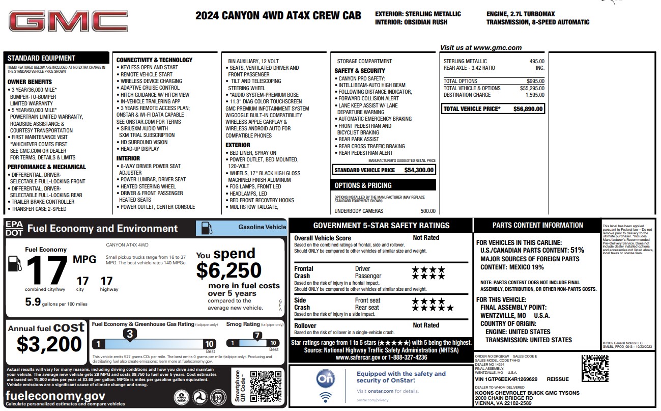 Certified 2024 GMC Canyon AT4X Truck Crew Cab