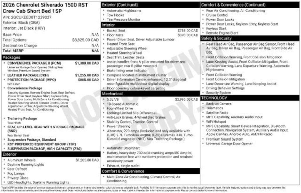 New 2026 Chevrolet Silverado 1500 RST Truck