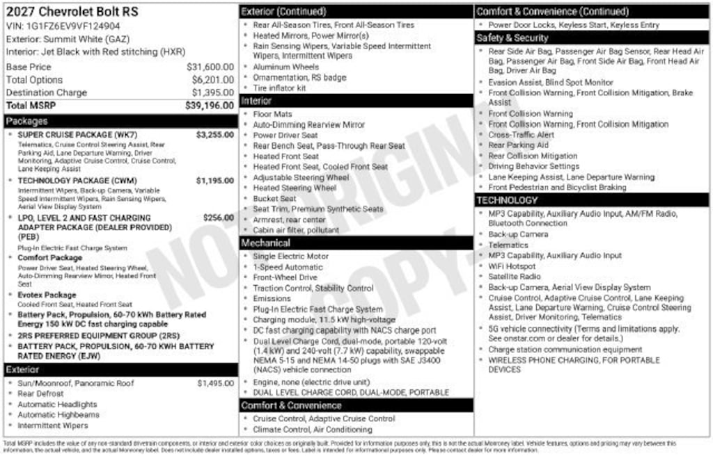 New 2027 Chevrolet Bolt RS SUV