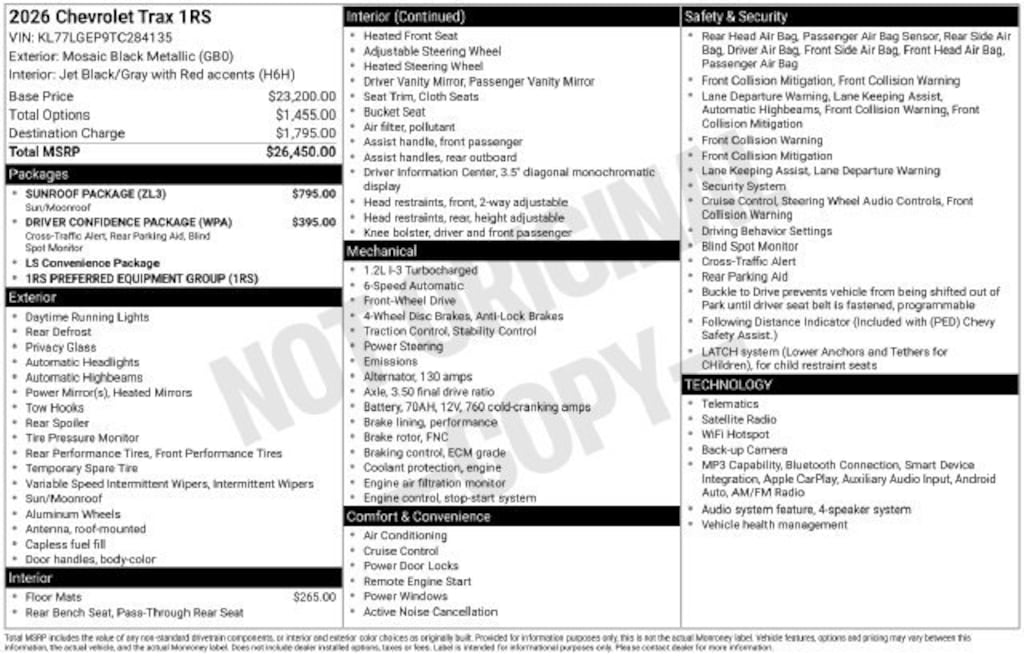 New 2026 Chevrolet Trax 1RS SUV
