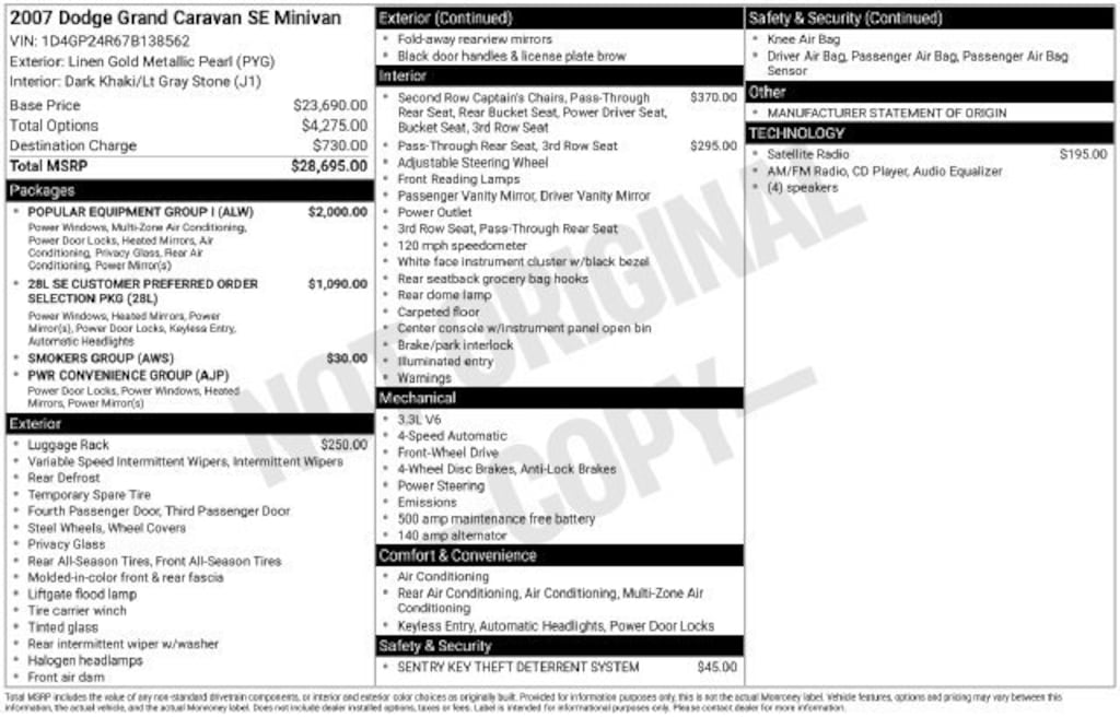 Used 2007 Dodge Grand Caravan SE Van