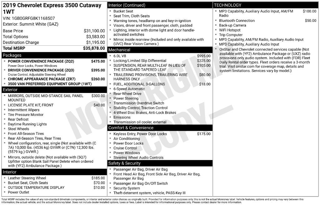 2019 Chevrolet Express Cutaway Base