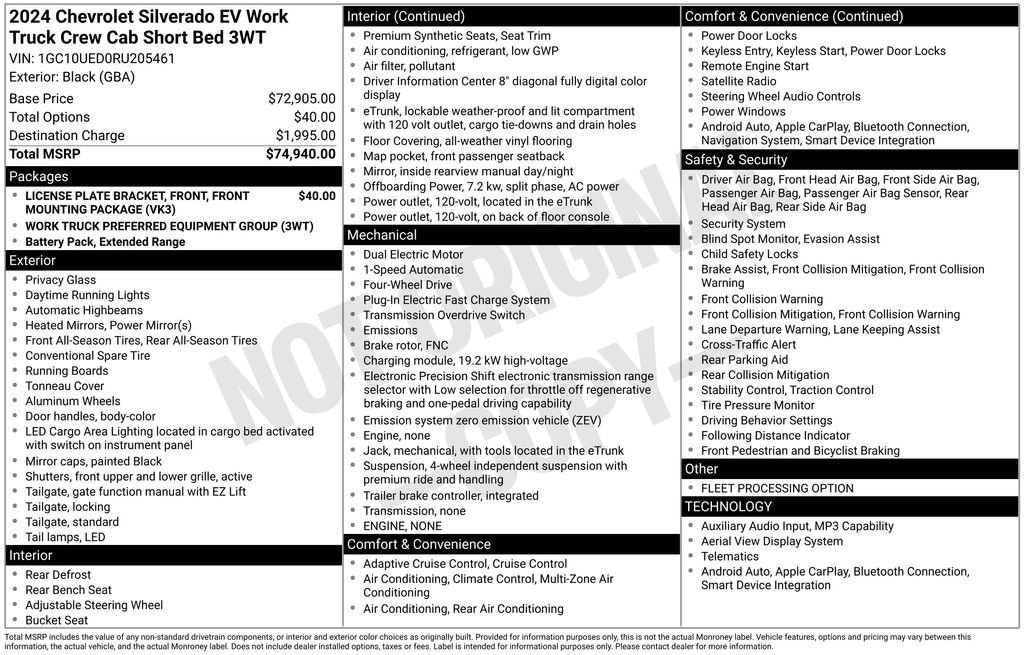 Used 2024 Chevrolet Silverado EV Work Truck Truck
