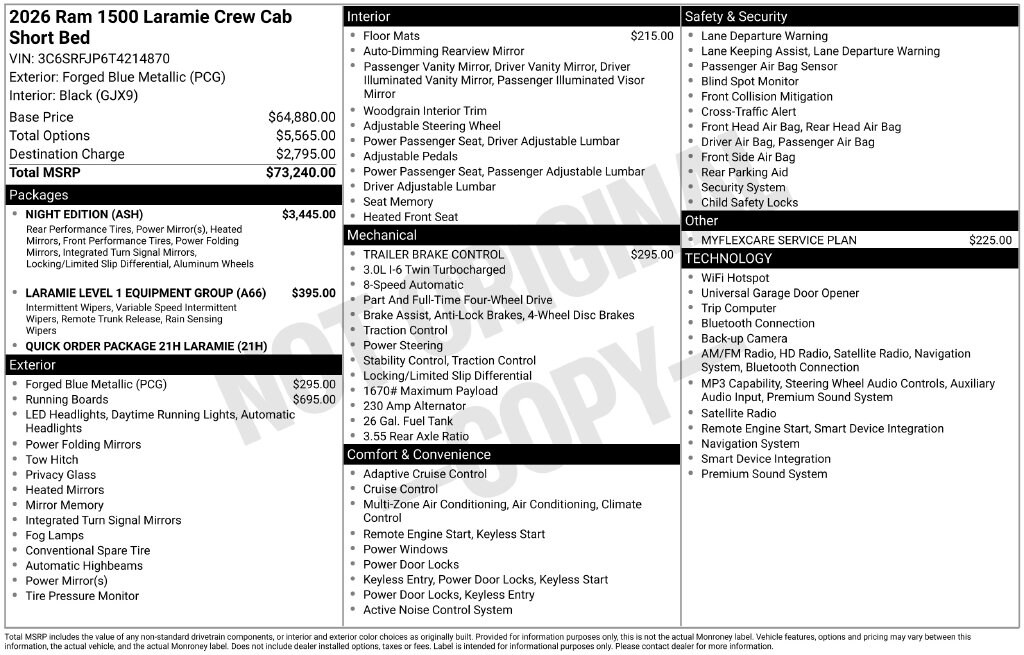 New 2026 Ram 1500 LARAMIE CREW CAB 4X4 5'7 BOX Pickup