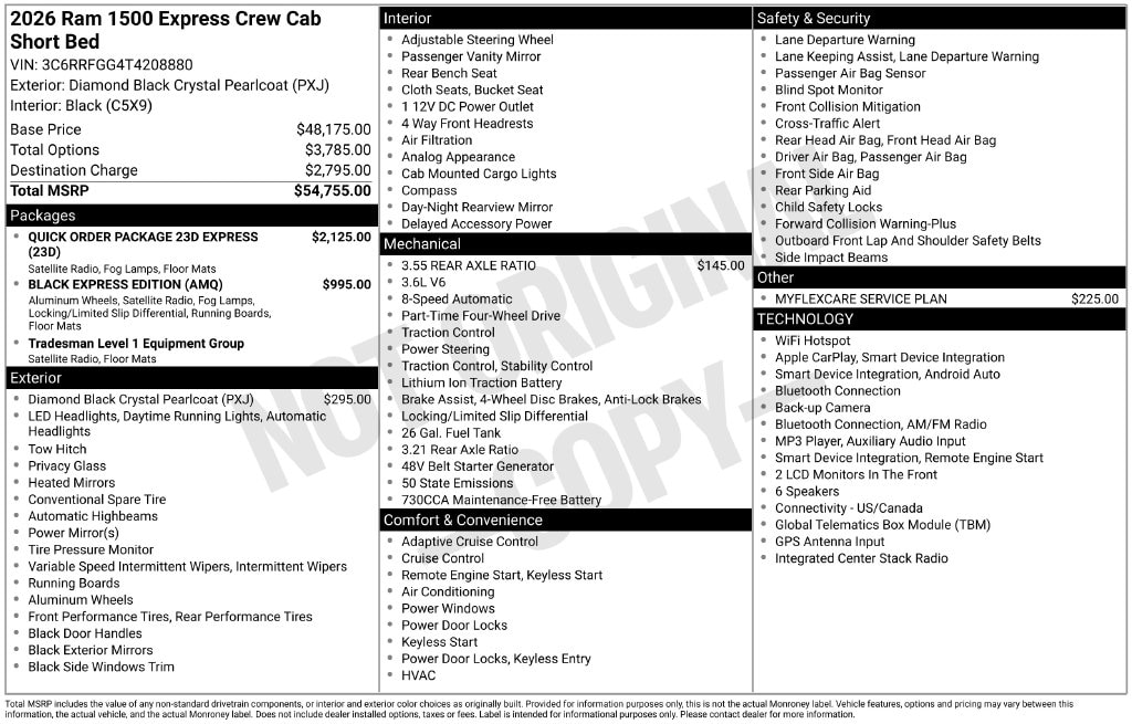 New 2026 Ram 1500 EXPRESS CREW CAB 4X4 5'7 BOX Pickup