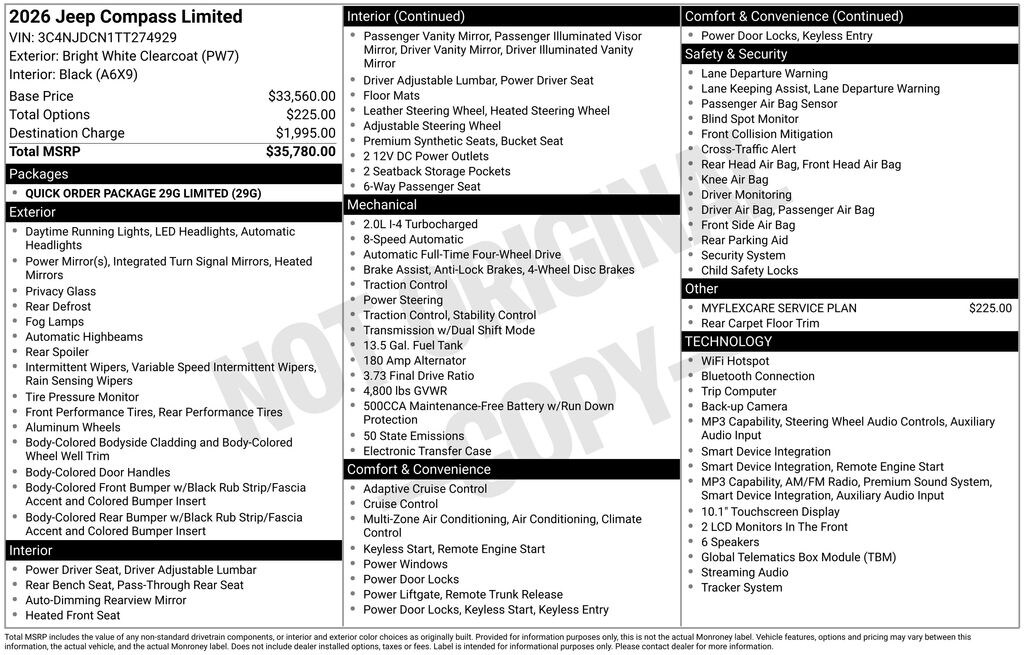 New 2026 Jeep Compass LIMITED 4X4 Sport Utility