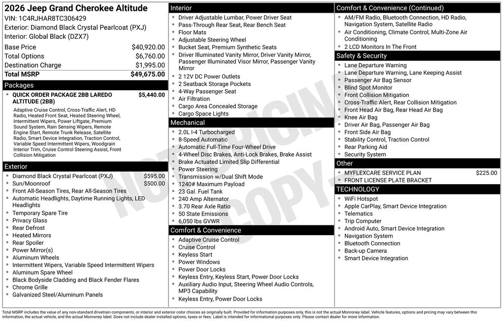 New 2026 Jeep Grand Cherokee LAREDO ALTITUDE 4X4 Sport Utility
