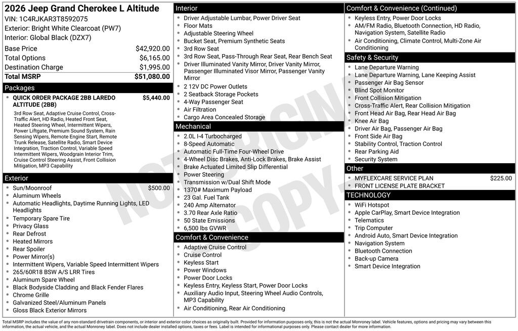 New 2026 Jeep Grand Cherokee L LAREDO ALTITUDE 4X4 Sport Utility