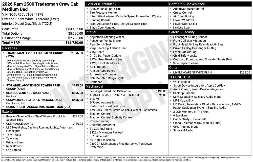 New 2026 Ram 2500 TRADESMAN CREW CAB 4X4 6'4 BOX Pickup