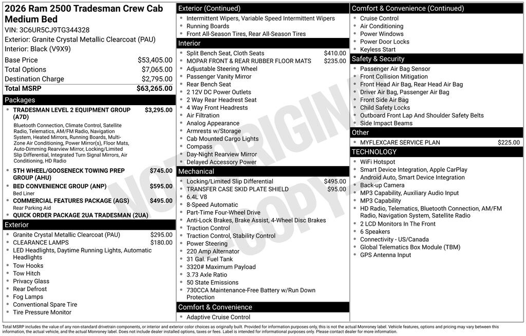 New 2026 Ram 2500 TRADESMAN CREW CAB 4X4 6'4 BOX Pickup