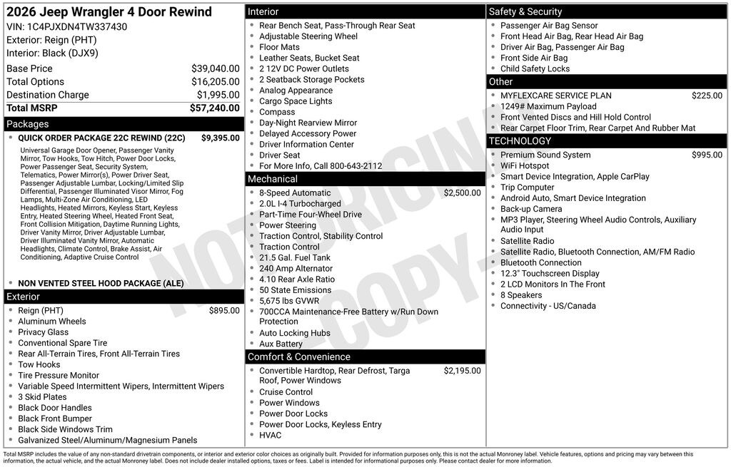 New 2026 Jeep Wrangler 4-DOOR REWIND Sport Utility