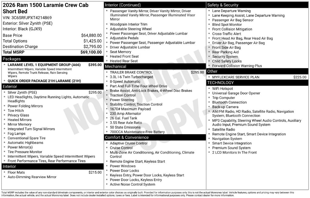 New 2026 Ram 1500 LARAMIE CREW CAB 4X4 5'7 BOX Pickup