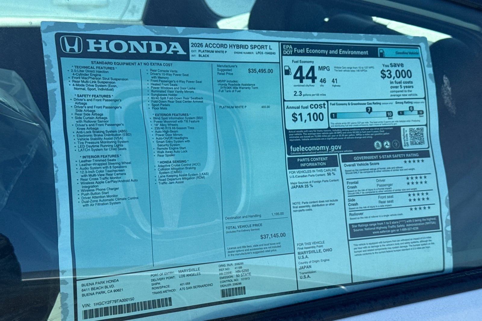 2026 Honda Accord Hybrid Sport-L - Photo 30