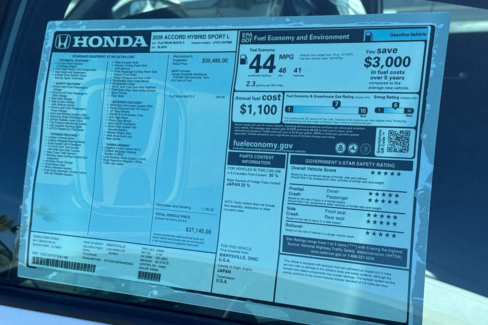 2026 Honda Accord Hybrid Sport-L - Photo 30
