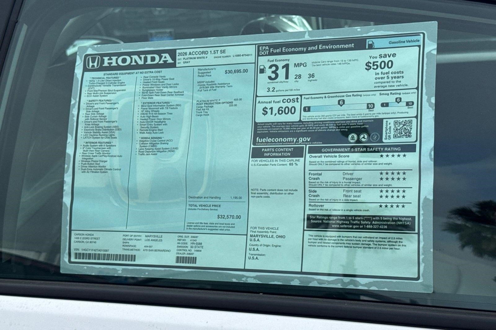 2026 Honda Accord SE - Photo 31