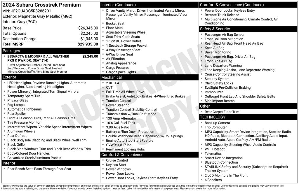 Certified 2024 Subaru Crosstrek Premium SUV