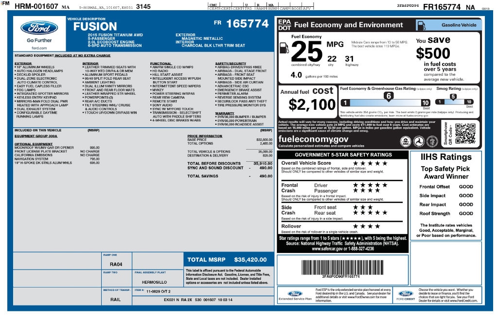 Used 2015 Ford Fusion Titanium Sedan
