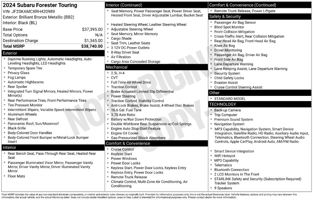 Used 2024 Subaru Forester Touring SUV