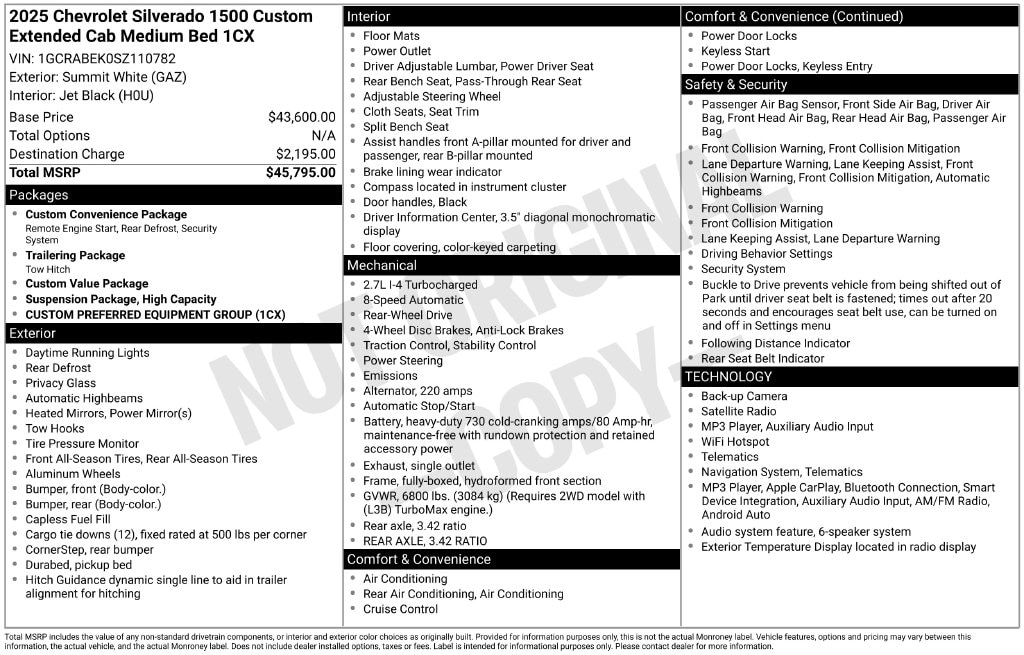 Used 2025 Chevrolet Silverado 1500 Custom Truck