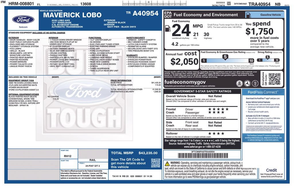 New 2026 Ford Maverick Lobo High Truck SuperCrew