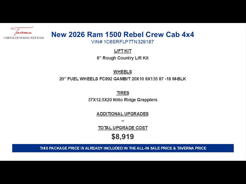 New 2026 Ram 1500 REBEL CREW CAB 4X4 5'7 BOX Pickup