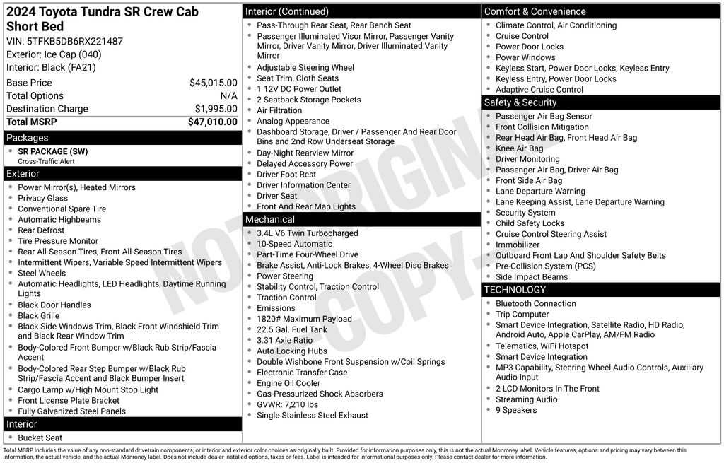 Used 2024 Toyota Tundra 4WD SR SR CrewMax 5.5 Bed