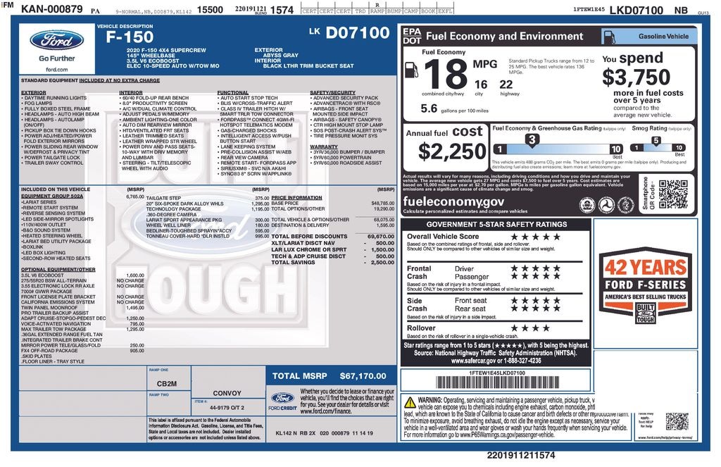 Used 2020 Ford F-150 Truck SuperCrew Cab