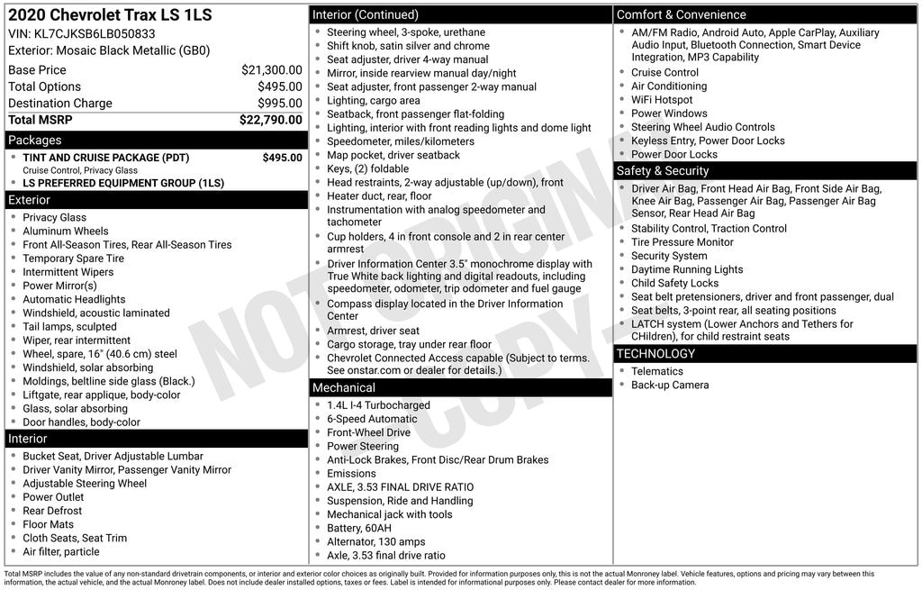Used 2020 Chevrolet Trax LS SUV