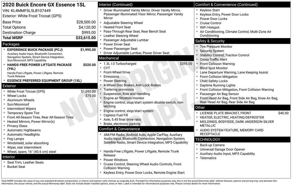 Used 2020 Buick Encore GX Essence SUV