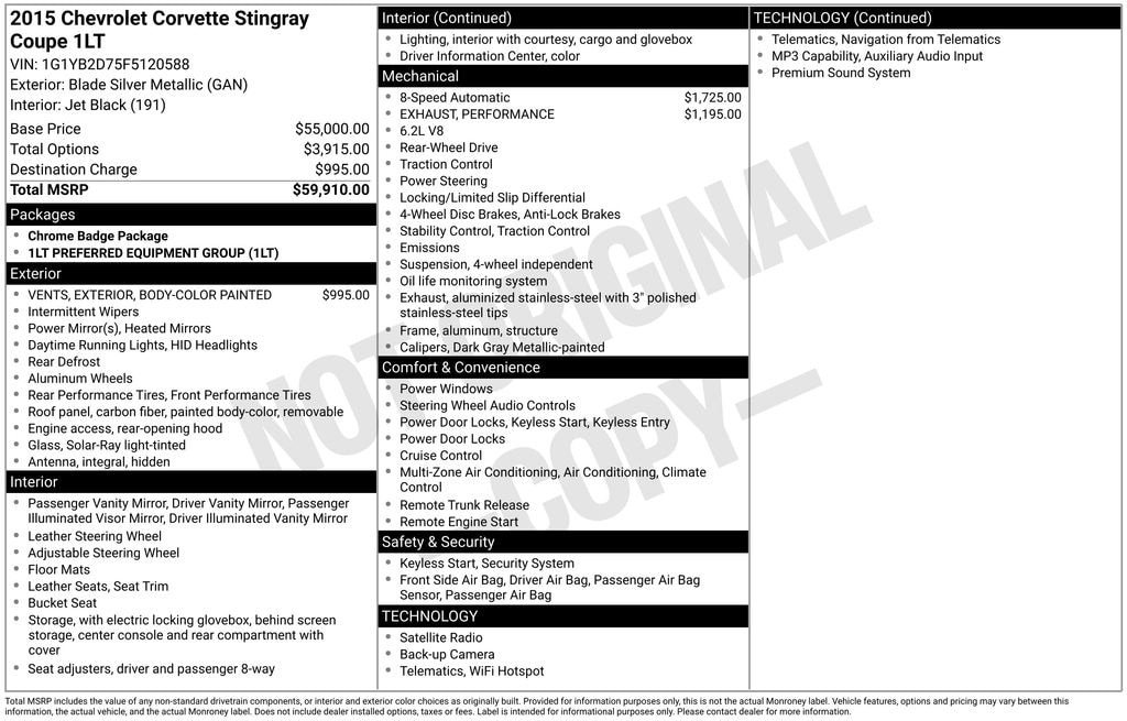 Used 2015 Chevrolet Corvette Stingray Coupe