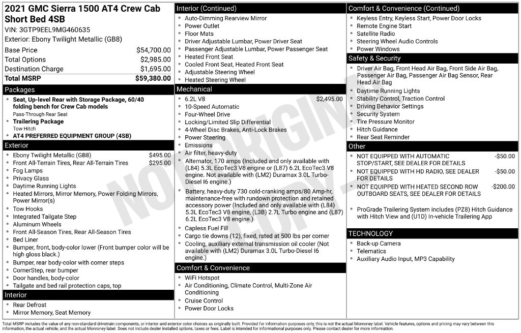 Used 2021 GMC Sierra 1500 AT4 Truck Crew Cab