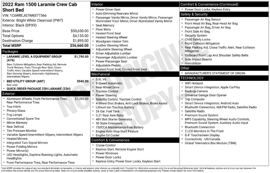Used 2022 Ram 1500 Laramie Truck Crew Cab