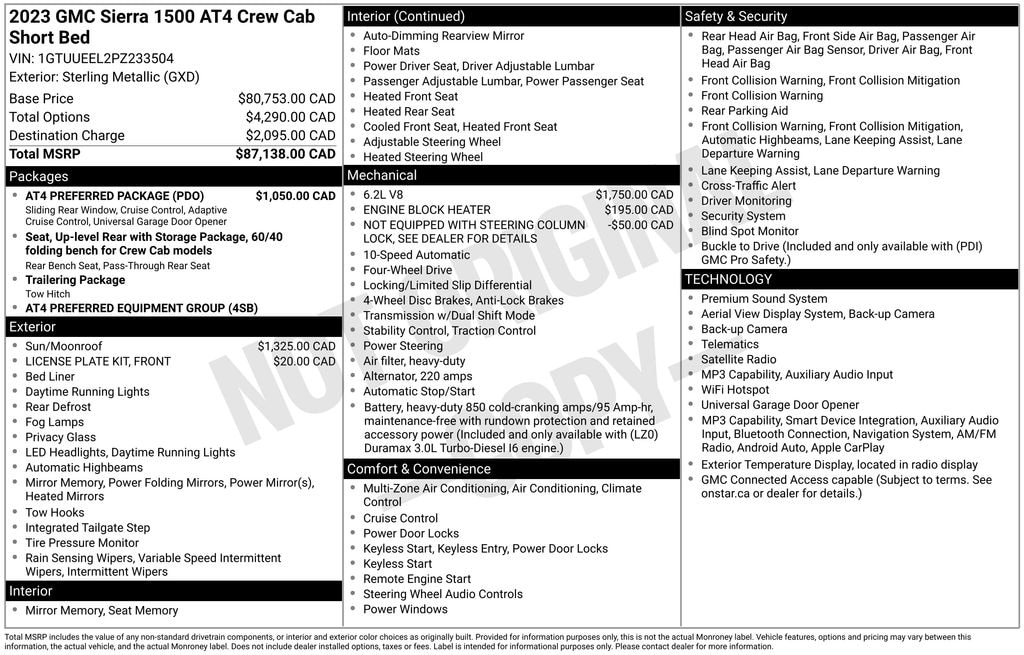 Used 2023 GMC Sierra 1500 AT4 Truck Crew Cab