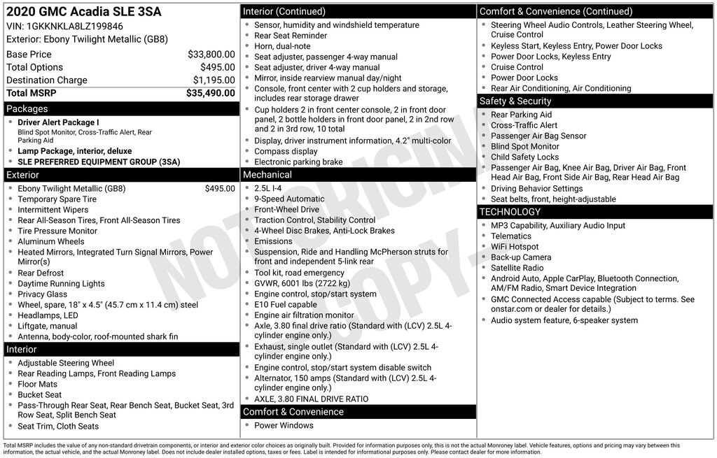 Used 2020 GMC Acadia SLE SUV