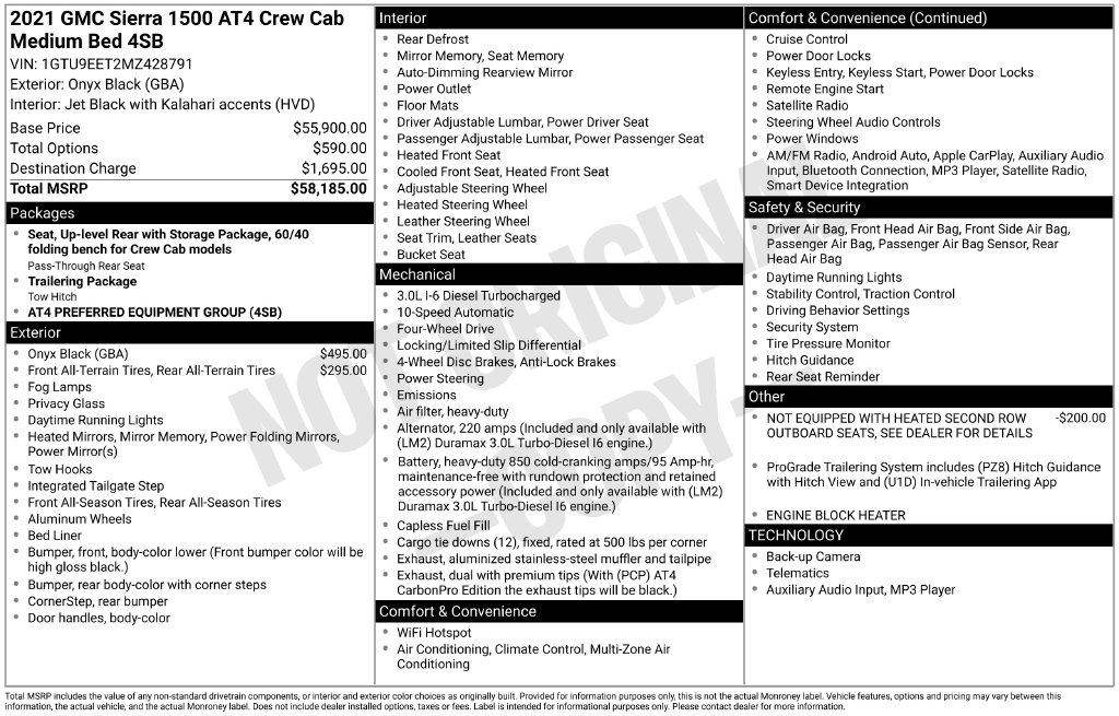 Used 2021 GMC Sierra 1500 AT4 Truck Crew Cab