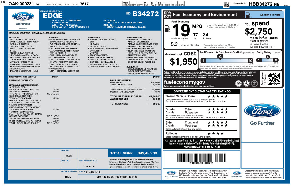 Used 2017 Ford Edge Titanium SUV