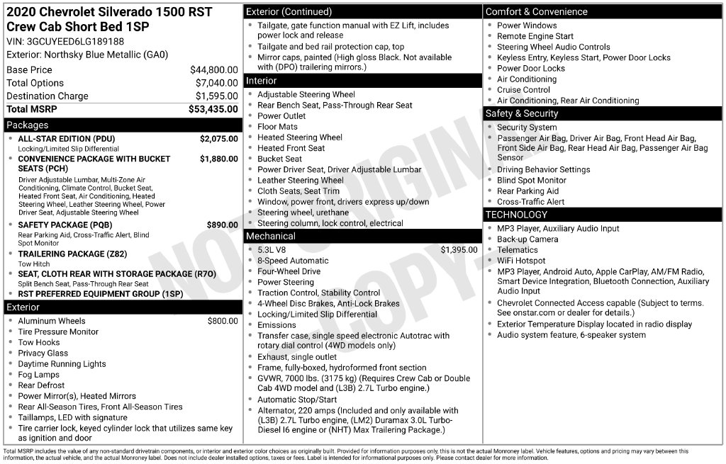 Used 2020 Chevrolet Silverado 1500 RST Truck Crew Cab