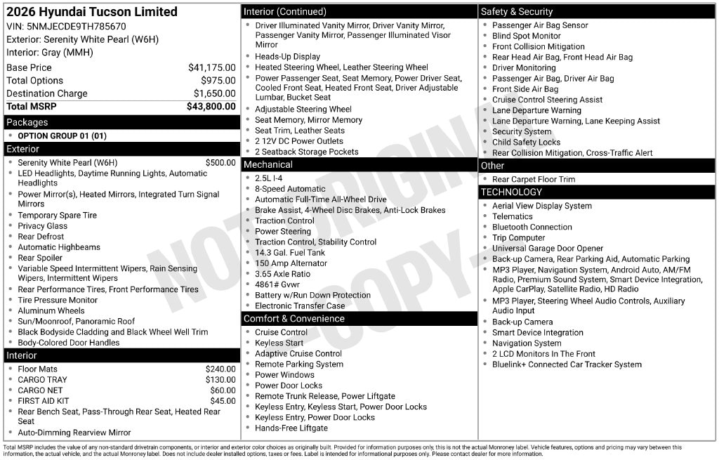 New 2026 Hyundai Tucson Limited AWD SUV
