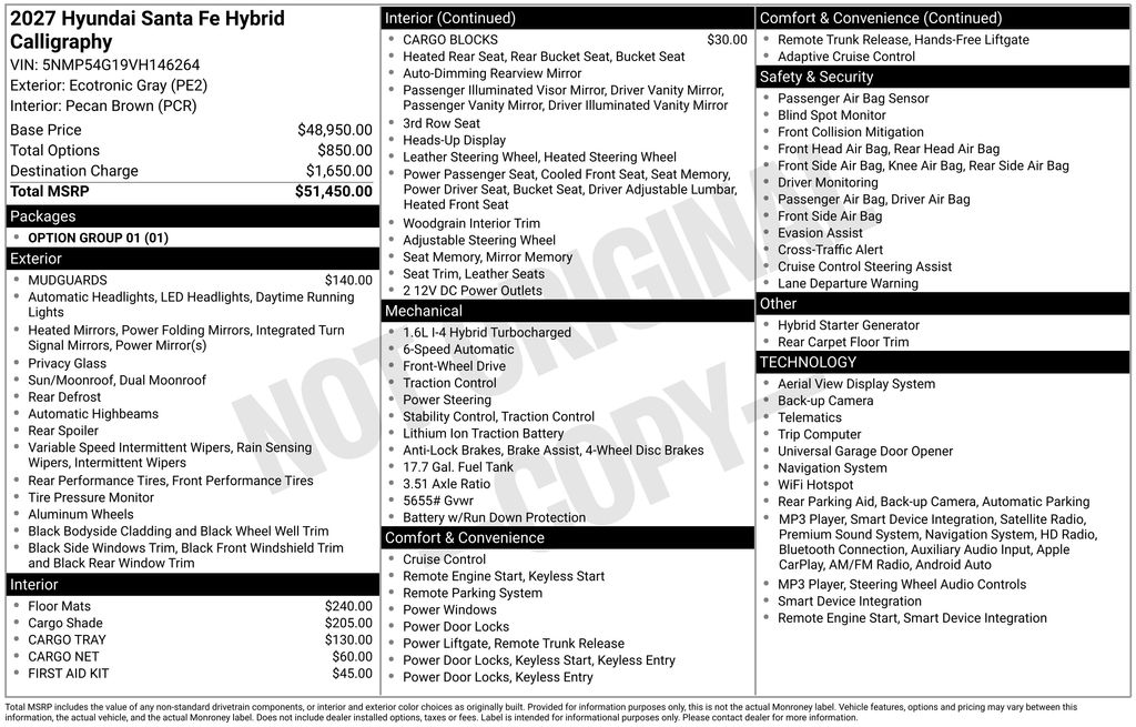 New 2027 Hyundai Santa Fe Hybrid Calligraphy SUV