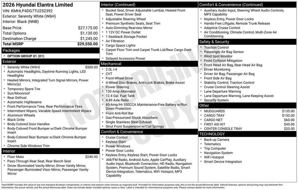 New 2026 Hyundai Elantra Limited Sedan