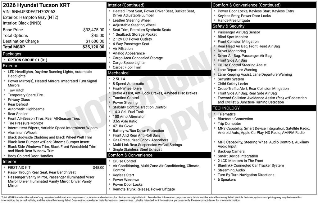 New 2026 Hyundai Tucson XRT FWD SUV