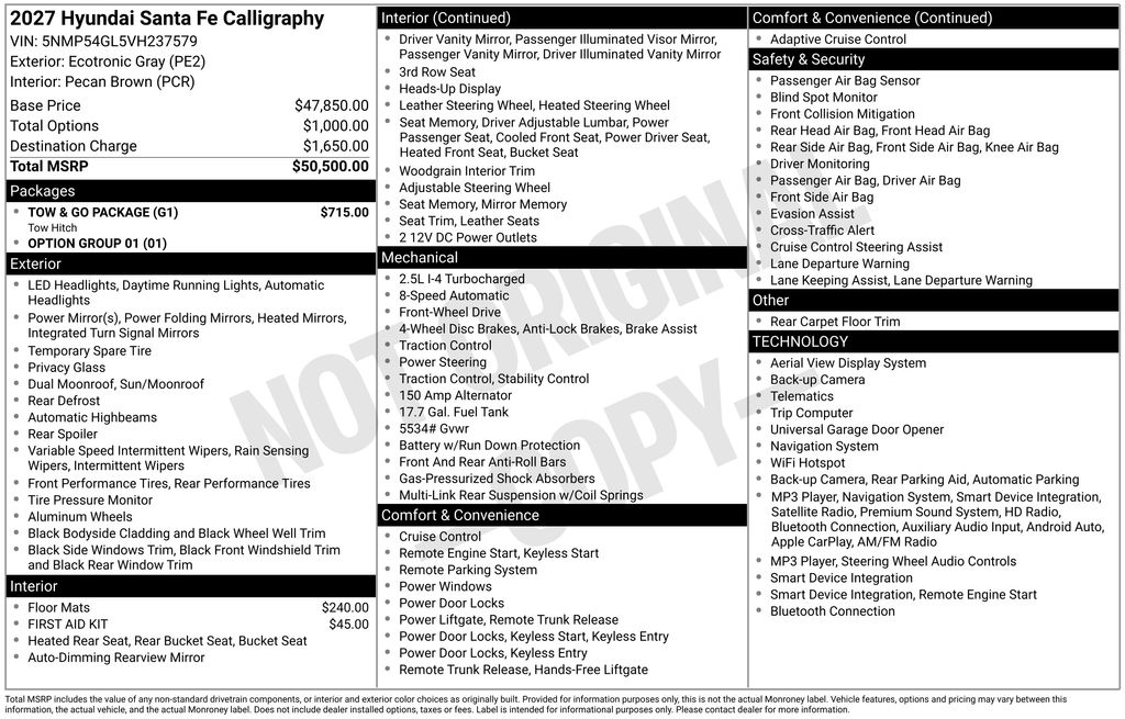 New 2027 Hyundai Santa Fe Calligraphy FWD SUV