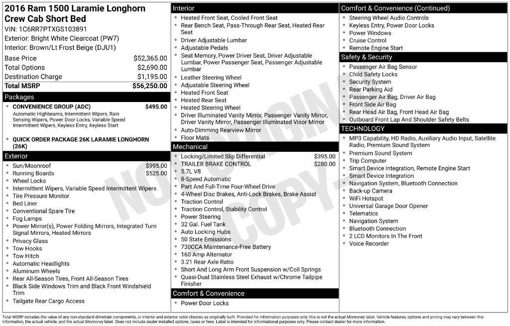 Used 2016 Ram 1500 Longhorn Truck