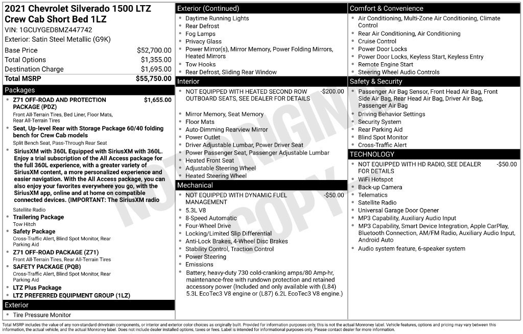 Used 2021 Chevrolet Silverado 1500 LTZ Truck