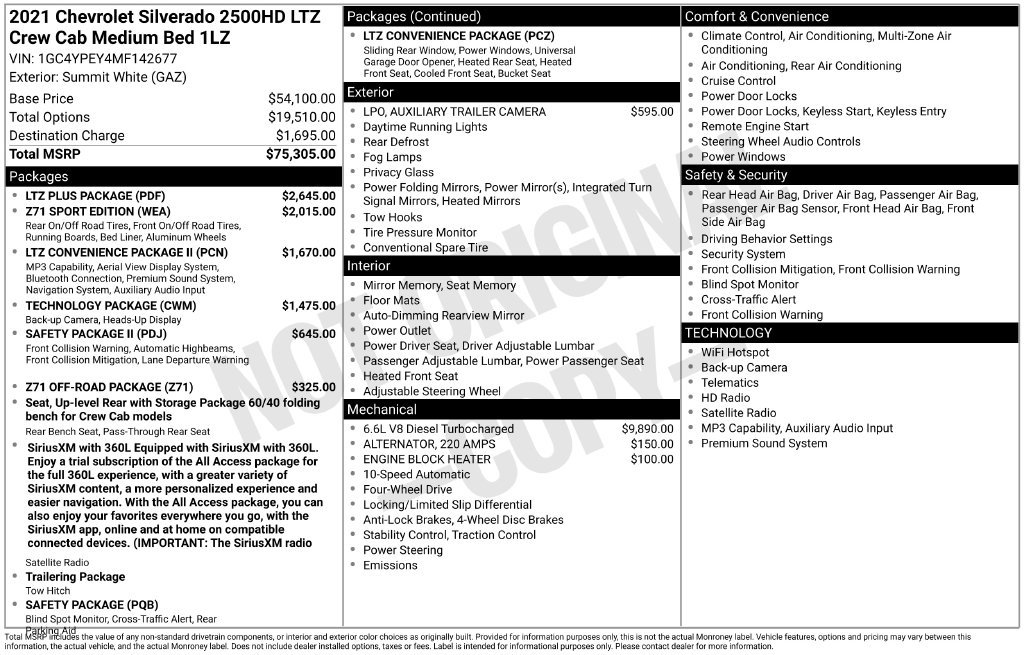 Used 2021 Chevrolet Silverado 2500 HD LTZ Truck