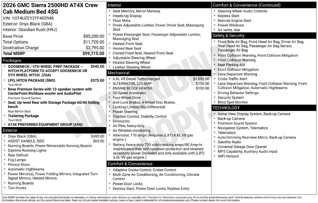 New 2026 GMC Sierra 2500 HD AT4X Truck