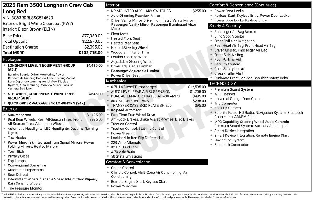 Used 2025 Ram 3500 Limited Longhorn Crew Cab 4x4 8 Box Truck