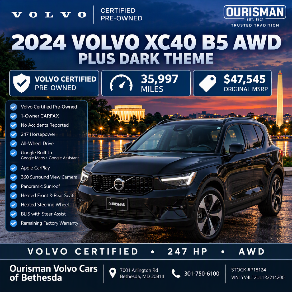 Certified 2024 Volvo XC40 B5 Plus Dark Theme SUV