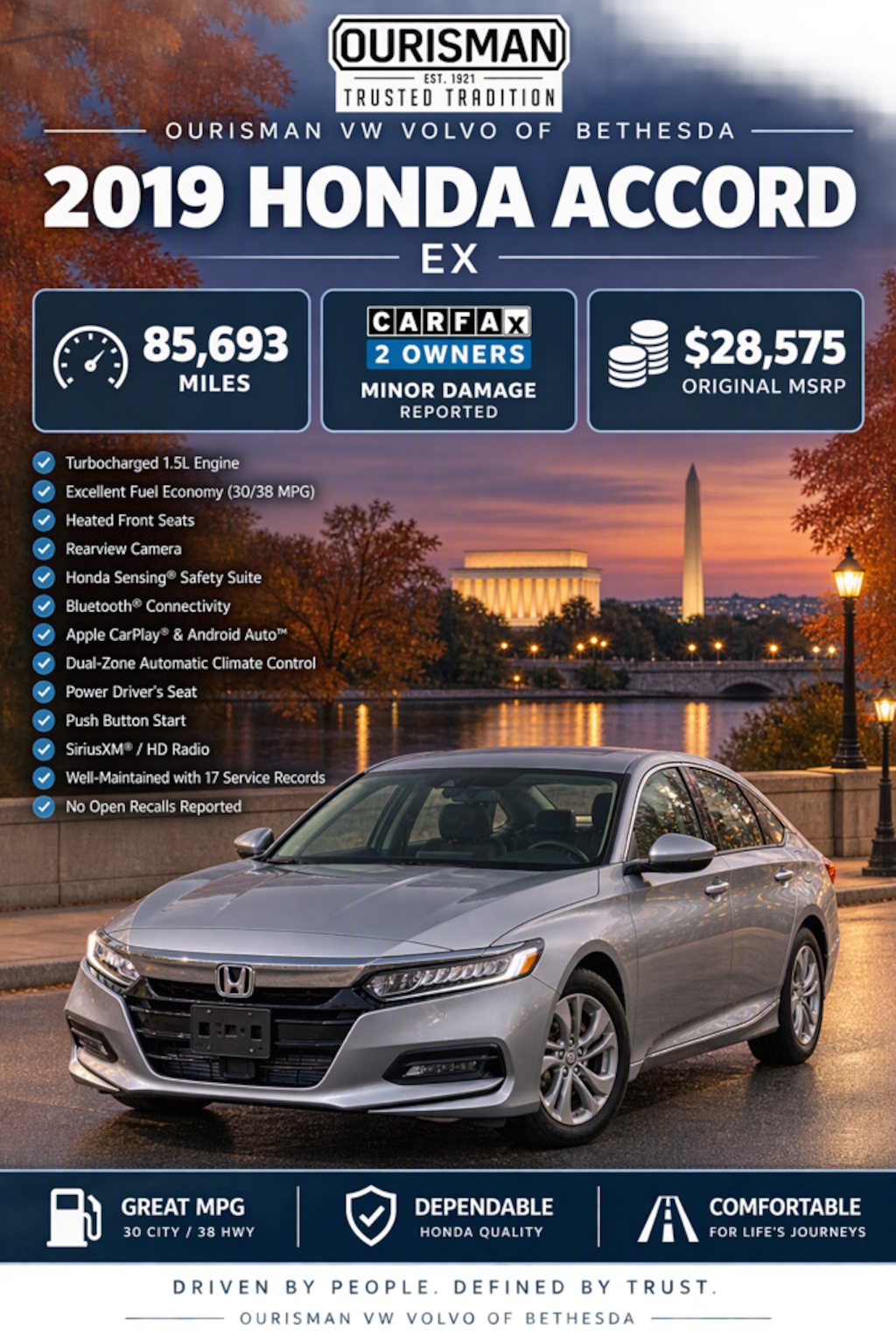 Used 2019 Honda Accord EX Sedan